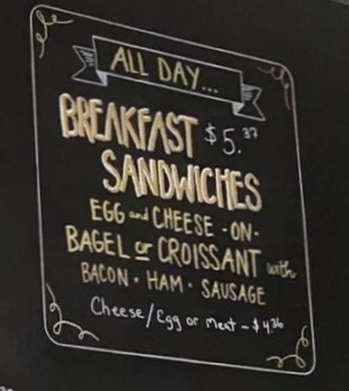 Page 5 of menu, Bagels & Blarney Horseheads, NY