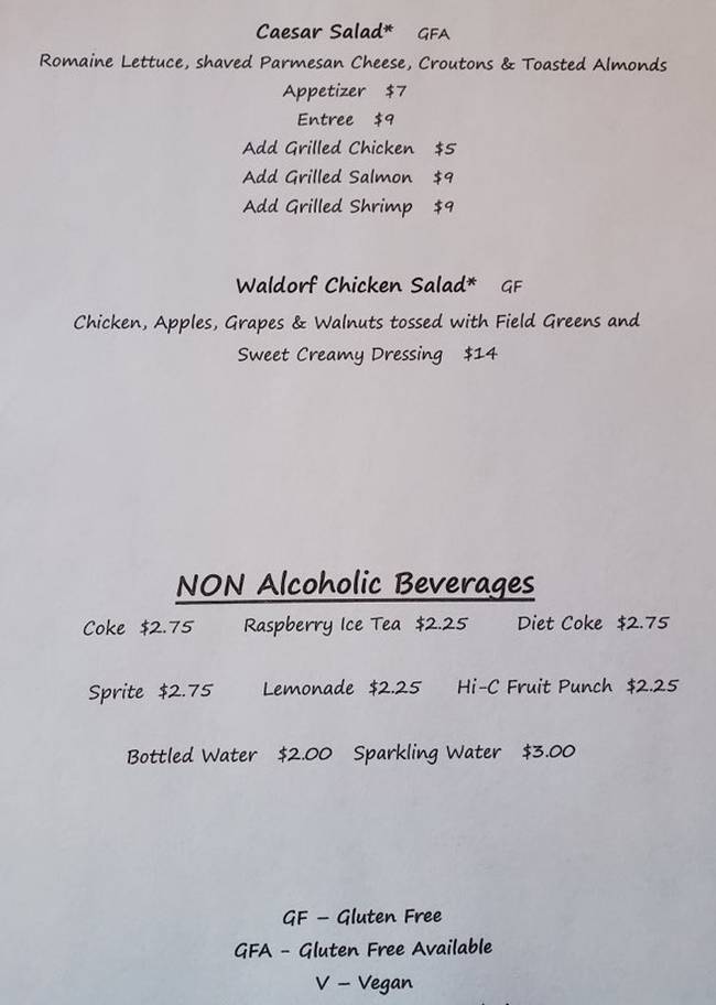 Page 3 of menu, Charlie's Cafe Elmira, NY