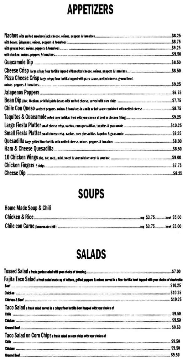 Page 1 of menu, Los Panchos Elmira, NY