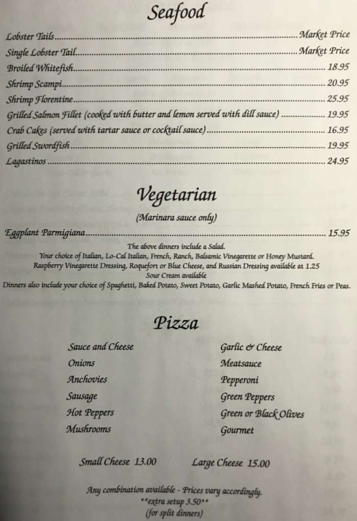 Page 3 of menu, Moretti's Elmira, NY